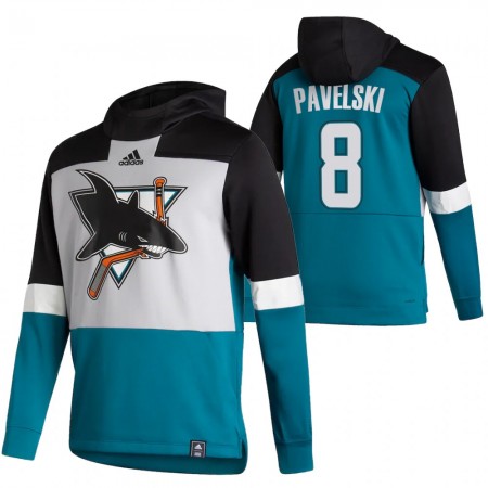 Herren Eishockey San Jose Sharks Joe Pavelski 8 2020-21 Reverse Retro Pullover Hooded Sweatshirt